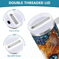 thumbnail image 5 of DIXRUYEE Steel Water Bottles Tumbler Creative Radiant Cat Surrounded by Flowers Pattern 40oz/30oz, 5 of 9
