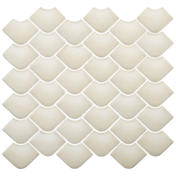 Scala Nami Grey 2-in. x 3-in. Fish Scale Upcycled Satin Glass Floor & Wall Mosaic Tile