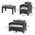 thumbnail image 2 of Gymax 4 Piece Patio Furniture Set Molded Rattan Sectional Sofa Set Coffee Table Black, 2 of 10