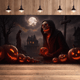 thumbnail image 5 of Spooky Design Halloween Banner Skeleton Illustration Pumpkin Graphics Haunted House for Holiday Party Event Indoor Decoration, 5 of 9