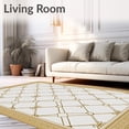 thumbnail image 2 of ODIKA 5'x7' Machine Washable Non-Slip Area Rug, Traditional Lattice with Subtle Gradient Transitions High Traffic Rug with Pad, Gold, 659033, 2 of 8