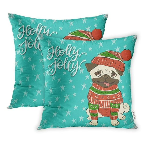 christmas pug pillow