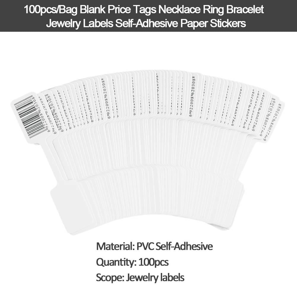 100PCS/bag Blank Adhesive Sticker Ring Necklace Jewelry Display Price Label Tag* 