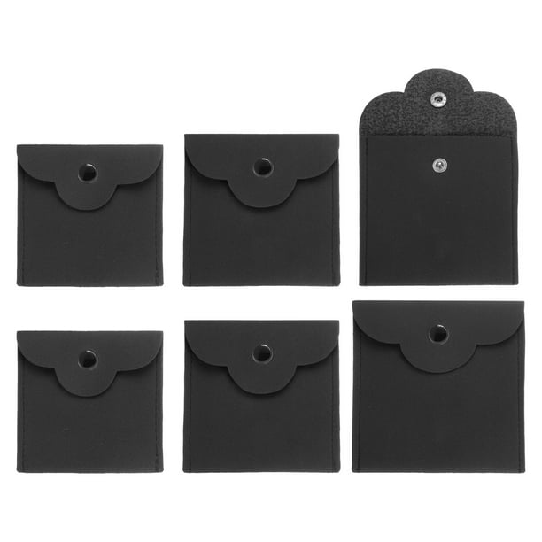 Uxcell 6 Pcs Mini Bolsa para Joyas, Pequeñas Bolsas de Microfibra para Joyas, Bolsa de Almacenamiento de Regalo Suave para Joyas, Bolsa de Viaje para Joyas para Mujeres Anillos Collar Pulsera, Negro