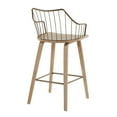 thumbnail image 3 of Winston Farmhouse Counter Stool In White Washed Wood And Antique Copper Metal, 3 of 7