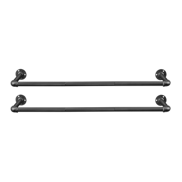 SONGMICS Perchero de Pared para Ropa, Perchero de Barra para Colgar Ropa Industrial, Juego de 2, Ahorro de Espacio, 92 x 30 x 7,5 cm, Fácil Montaje, para Espacios Reducidos, Negro