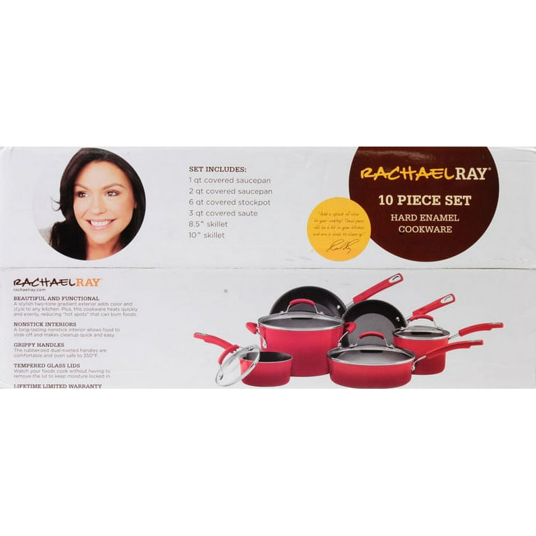 Rachael Ray Rachael Ray 11535 10-Piece Cookware Set Red Two-Tone - Red  11535