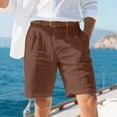 thumbnail image 2 of Nestiefly Mens Linen Shorts Casual Summer Beach Shorts Loose Elastic Waist Drawstring Cargo Pants with Pockets Brown 2XL, 2 of 5