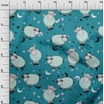 thumbnail image 3 of oneOone Silk Tabby Dark Teal Green Fabric Kids Sheep Sewing Fabric By The Yard Printed Diy Clothing Sewing Supplies 42 Inch Wide, 3 of 4