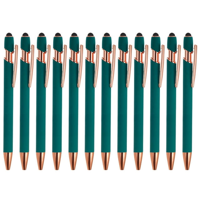 Unique Bargains Ballpoint Pen with Stylus Tip, Medium Point, 1.0mm, Black Ink, 12 Pack