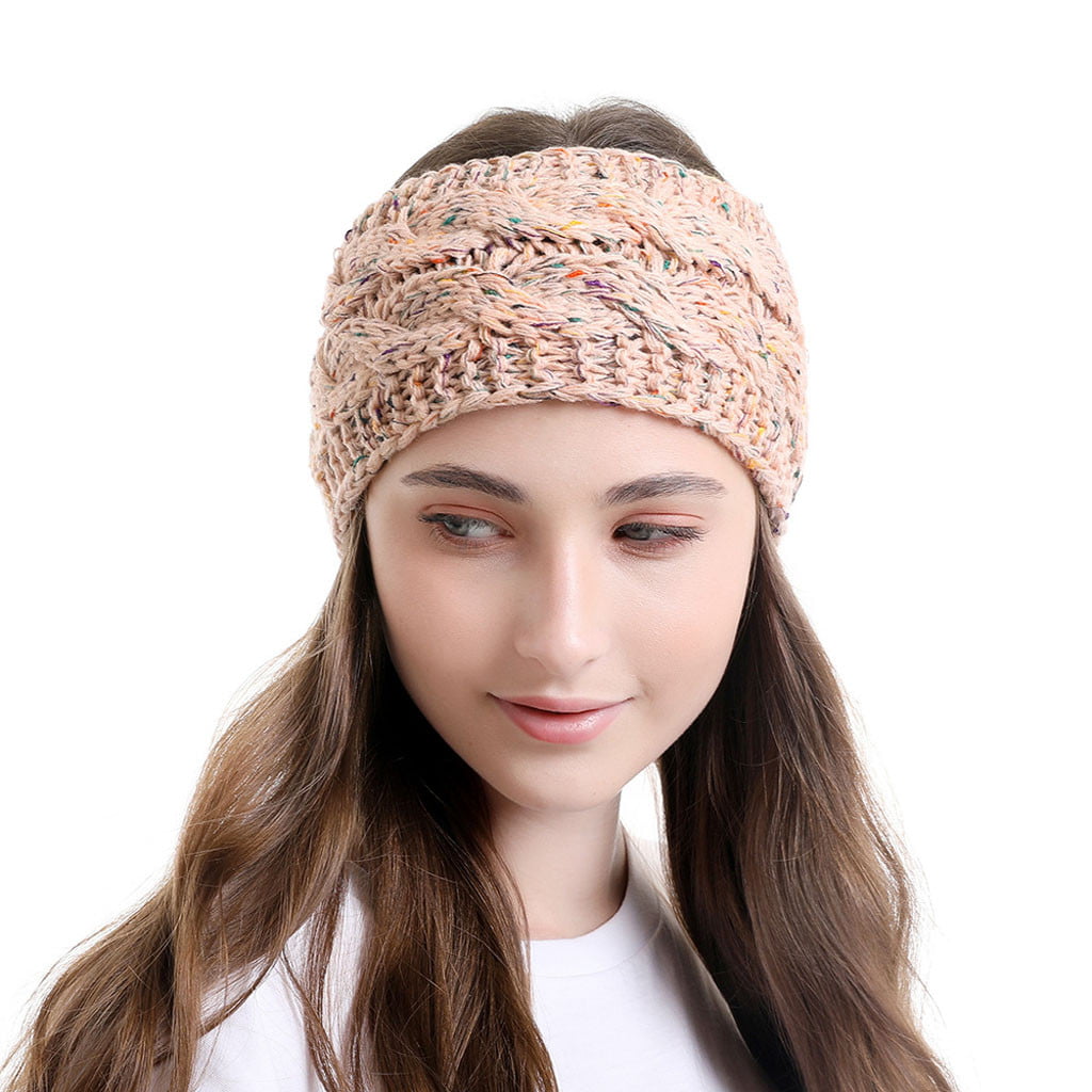 Warm Knitted Hat Head Wrap Wool Winter Wide Hair Band Womens Crochet Headband