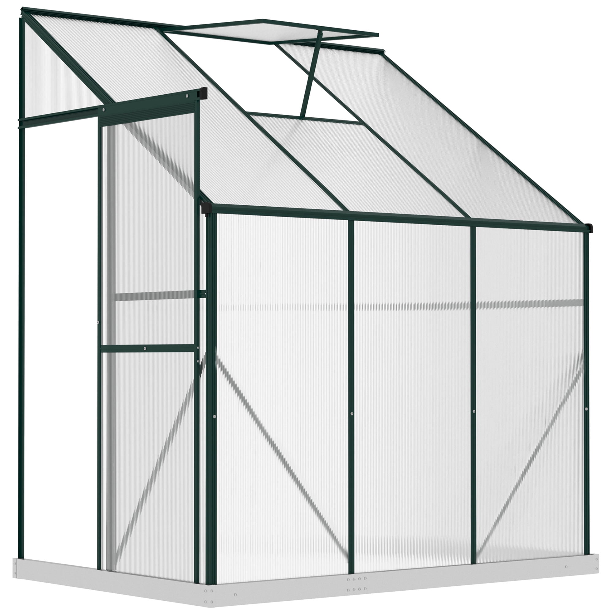 Outsunny 6' x 4' x 7' Hobby Greenhouse, Walkin LeanTo Polycarbonate