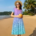 thumbnail image 4 of Fotbe Multicolor Glitter Vestido Largo de Moda para Mujer, Vestido Tipo Camiseta con Manga Corta y Estilo Casual a Rayas y Bloques de Color, 4 of 6