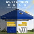 thumbnail image 6 of CROWN SHADES 10x10 Pop Up Canopy Tent with One Push Setup Easy Outdoor Sun Shade for Events, Parties, Camping Navy Blue, 6 of 8