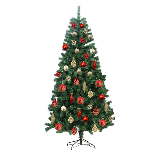 Árbol de Navidad Pino Artificial 2.10 M Frondoso Color Verde + Juego de 62 Esferas y Adornos Decorativos Skygreen verde