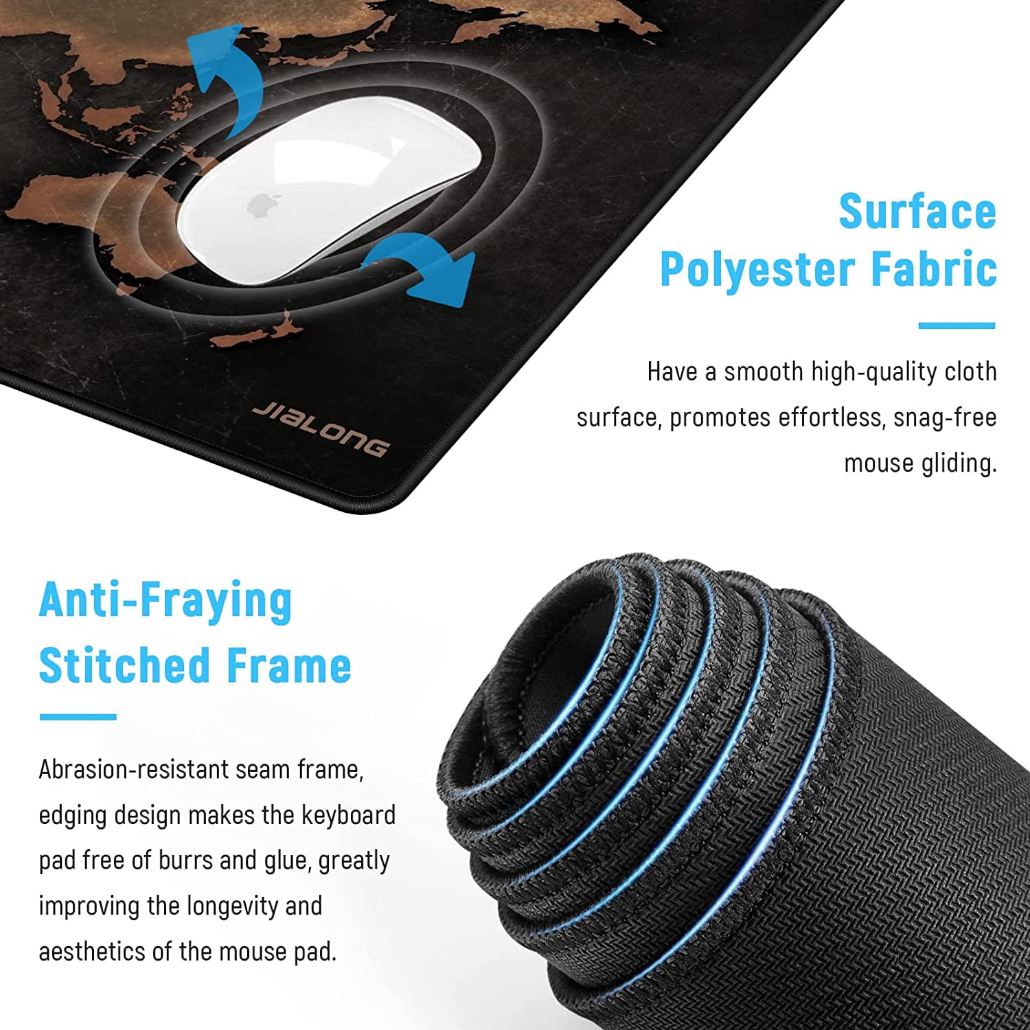 Large Gaming Mouse Pad with Stitched Edges, Extended Mousepad with Personalized Design for Gamer, Office & Home, Extended Size 35.4 X 15.7X 0.12 inches - Retro Contour Map