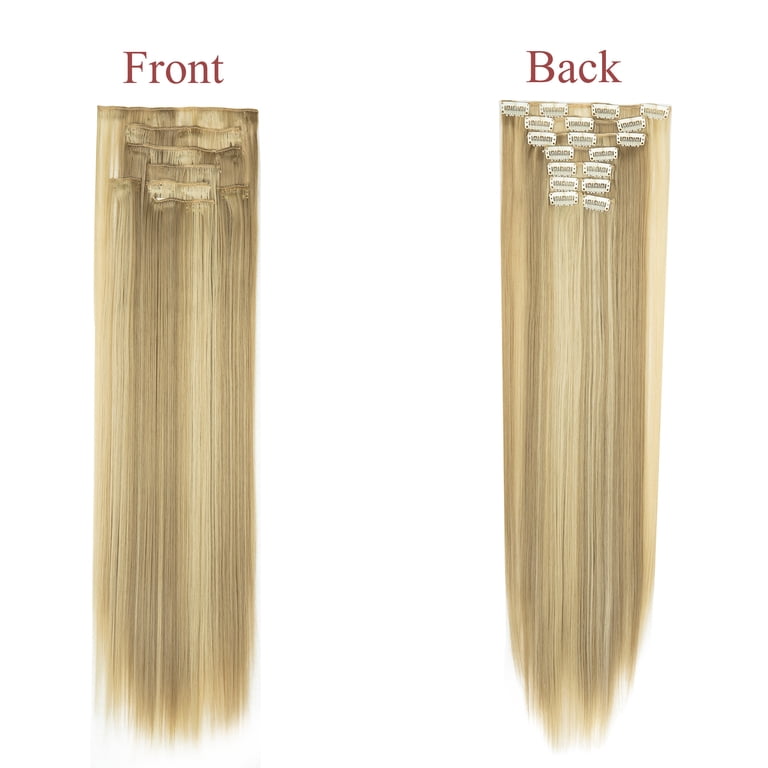 SHCKE Clip in Hair Extensions Ash Blonde Mix Bleach Blonde  display picture 3