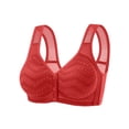 thumbnail image 2 of Women's Front Fastening Plus Size Bra,, Underwear, Without Underwire, Adjustable Straps, Soft, Comfortable, Breathable Support, Anti-Sagging for Elderly Women | TruBelle,Red 5XL, 2 of 5