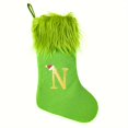 thumbnail image 1 of Classic Green Knitted Christmas Stockings with Lettering, 18-inch Festive Hanging Socks for Home Fireplace Decor, Polyester, No Feathers, for Christmas, Halloween, Thanksgiving, Fall, Summer - 1pc, 1 of 8