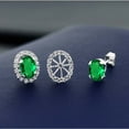 thumbnail image 3 of Gem Stone King Oval 7x5mm Green Simulated Emerald 925 Sterling Silver Stud Earrings 1.20 Ct, 3 of 3