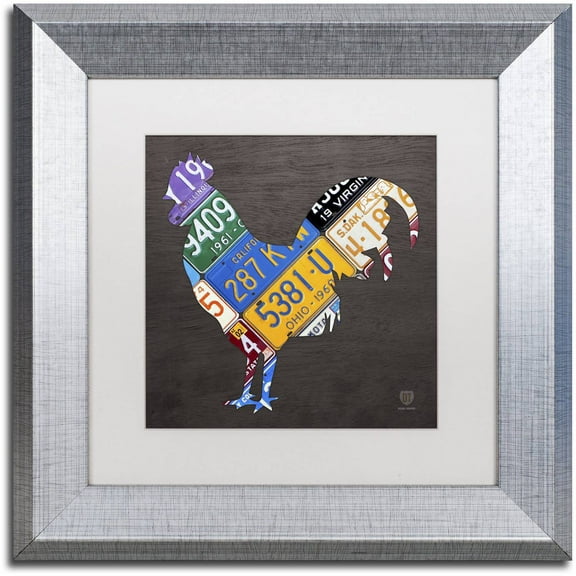 Trademark Fine Art 'Rooster' Canvas Art by Design Turnpike, White Matte, Silver Frame