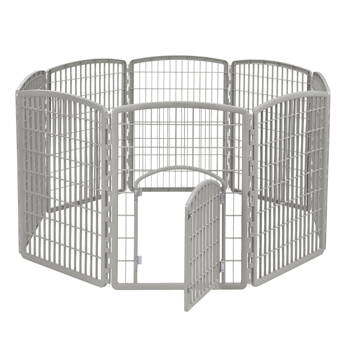 IRIS 34-inch Exercise 8-Panel Pet Playpen with Door, Silver
