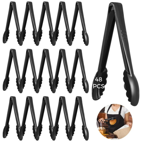 48 PCS Plastic Food Tongs, 8.6 Inches Disposable Serving Tongs, Heat Resistant Reusable Tongs for Hot and Cold Food, Ideal for Parties, Buffets BBQ Weddings
