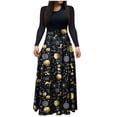 thumbnail image 4 of Odeerbi Christmas Dress Long Sleeve Dress For Women Christmas O-Neck Print High Waist Maxi Dress Casual Party Evening Dress 1406, 4 of 5