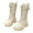 White, variant on 4-12Y Girl's Knee High Boots Lace up Side Zipper Combat Booties Winter Fashion Buckle Non Slip Long Riding Boot for Little Big Kid Black