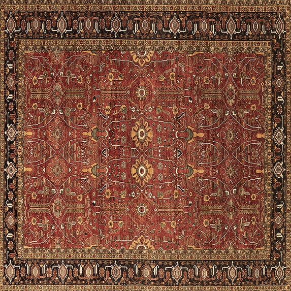 Ahgly Company Indoor Square Oriental Brown Industrial Area Rugs, 7' Square