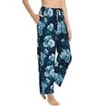 thumbnail image 2 of Uemuo Ink Rose Pattern Women's Wide Leg Palazzo Lounge Pants with Pockets Light Weight Loose Comfy Casual Pajama Pants-Large, 2 of 9