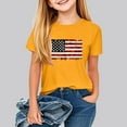 thumbnail image 2 of Jinhomg American Flag Shirts for Kids Casual Short Sleeve Crew Neck Tees USA Patriotic Summer Tops Boys Girls 4Th of July Gifts Yellow 150, 2 of 8