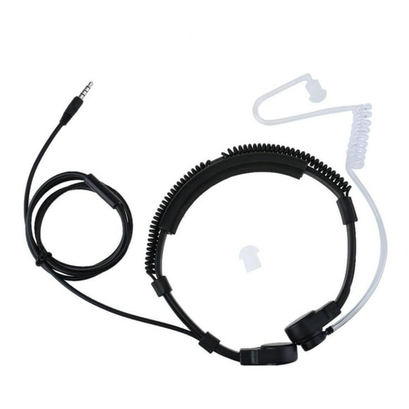3.5mm Tactical Throat Microphone Covert Acoustic Tube Earpiece for