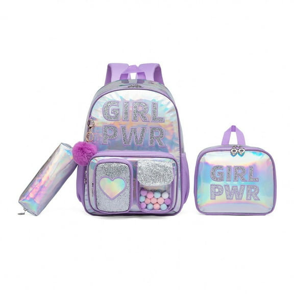 Kids Backpack Set for School for Girls,3-In-1 Backpacks for Girls with Lunch Box Pencil Case, Cute Bookbag Gift for Birthday Christmas Back To School Ages 6-12
