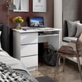 thumbnail image 3 of Costway 3-Drawer Computer Desk Writing Table Home Office w/Keyboard Tray White, 3 of 10