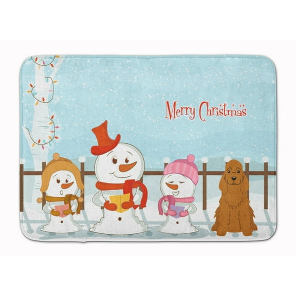 Merry Christmas Carolers Cocker Spaniel Red Machine Washable Memory Foam Mat