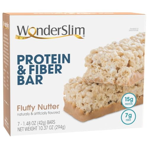 Barra de proteína y fibra WonderSlim, nuez esponjosa, 15 g de proteína, 6 g de fibra, sin gluten (7 unidades)