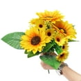 thumbnail image 4 of Ramo De 13 Girasoles Artificiales, Girasoles De Seda Para Bodas, Decoración Del Hogar Para Bodas, 4 of 8