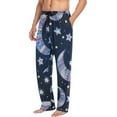 thumbnail image 5 of Men's Pajama Pants with Pockets Sleepwear Lounge Pants Stretch Casual Night Stars Crescent Moon, 5 of 7