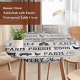 thumbnail image 3 of Farmhouse Animals Round Tablecloth 36-44 Inch Round Fitted Table Cloth with Elastic Edge, Rooster Pig Cow Rustic Beige Wood Waterproof Table Cover Protector for Outdoor Picnic Party Dining, 3 of 6