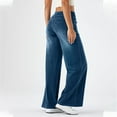 thumbnail image 4 of Baggy Jeans Women Pull On Wide Leg Jeans With Elastic Waistband High Waist Stretch Wide Leg Jeans Women With 4 Pockets, 4 of 8
