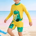 thumbnail image 4 of HSMQHJWE Baby Toddler Boys Swimsuits Sun Protection Long Sleeve Rash Guards Baby Bathing Suit with Zip Diving Swimsuit (12M-6Y), 4 of 8
