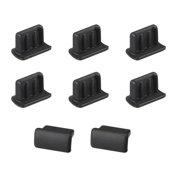 Silicone Mini USB Anti-Dust Stopper Cap Cover Black 10 pcs