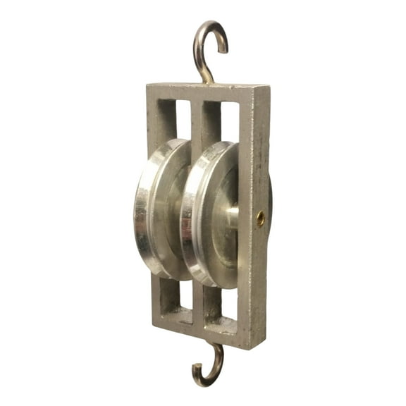 Pulley Double, 2 Aluminum Wheels (50mm) in Parallel