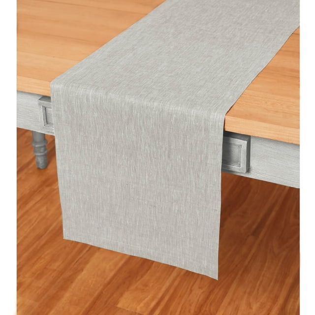 Solino Chemin de Table en Lin Gris Huître 108 Pouces de Long - Athena, 100 % Lin Pur Chemin de Table à Manger 14 x 108 Pouces pour l'Été
