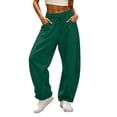 thumbnail image 2 of Gym Sweatpants Women Zaewscy Women's Solid Color Elastic High Waist Wide Leg Sports Curved Knife Sweatpants With Casual Loose Jogging Pants With Pockets Sports Pants, 2 of 9