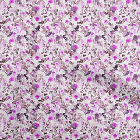 oneOone Cotton Cambric Purple Fabric Water Color Dress Material Fabric Print Fabric By The Yard 56 Inch Wide