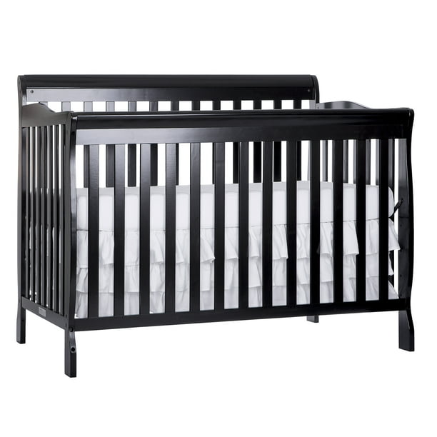 Ashton 5 In 1 Convertible Crib Black, Crib That Converts To Twin Bed