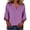 Purple, variant on Annhoo Women's Linen Tunic Blouse Notched Split V Neck Wide 3/4 Sleeve Loose Breathable Summer Casual Top
