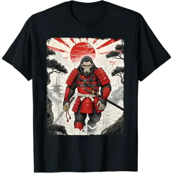 Samurai Bigfoot Japanese Vintage Graphic Sasquatch Funny T-Shirt
